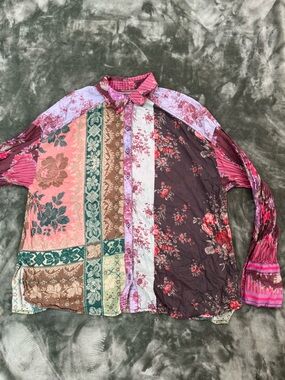 FREE PEOPLE - Flower Patch Button-Front Top